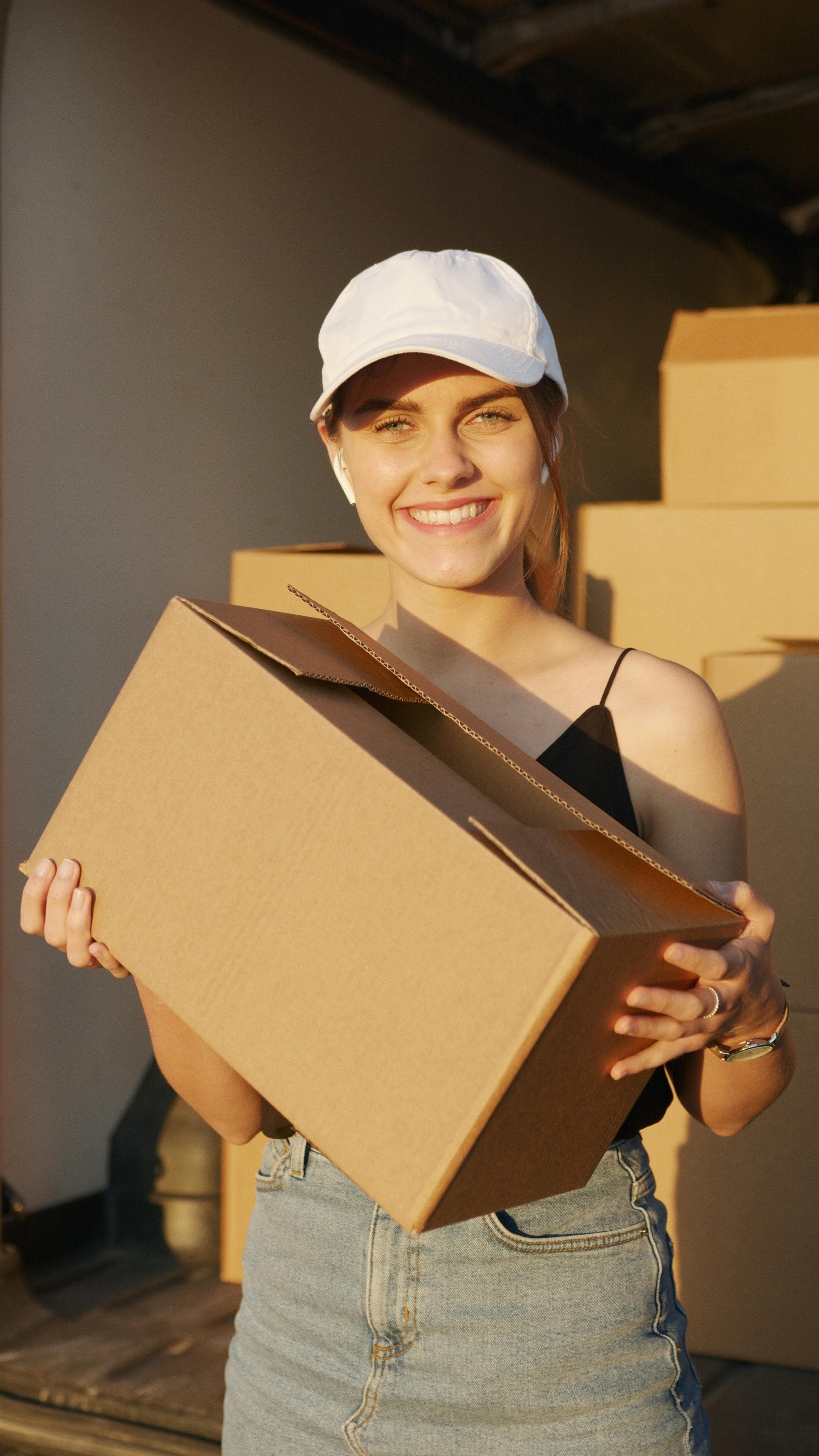 Happy customer receiving a parcel